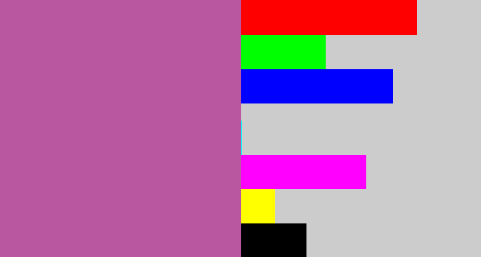 Hex color #b958a0 - purplish pink