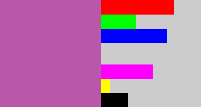 Hex color #b958a8 - purplish pink