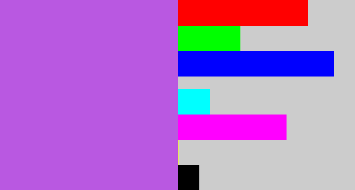Hex color #b958e1 - lightish purple