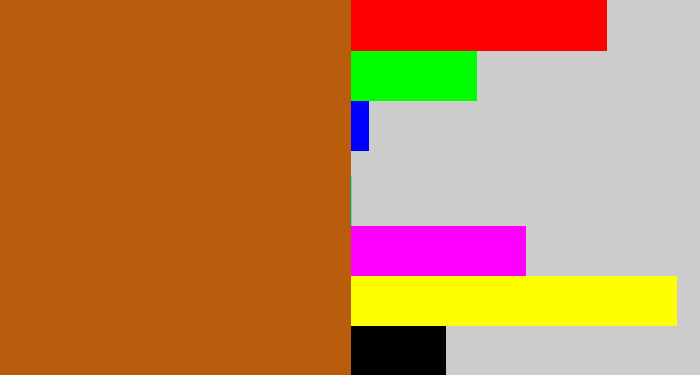Hex color #b95d0d - orangish brown
