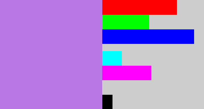 Hex color #b976e5 - light purple