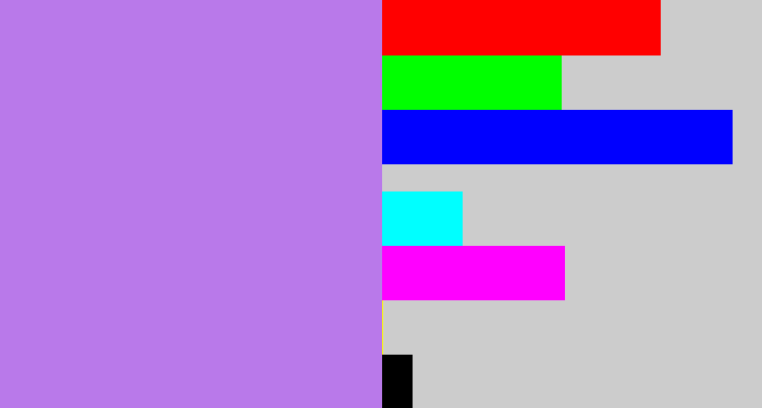 Hex color #b979ea - light purple