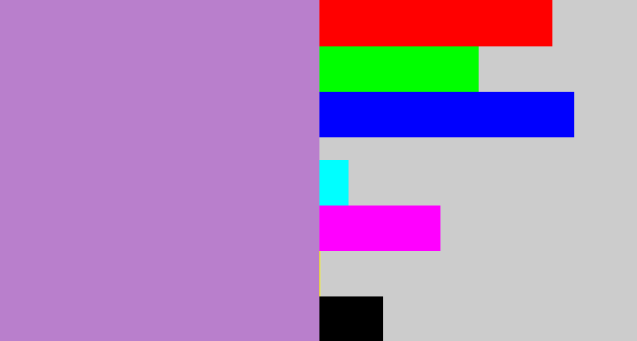 Hex color #b97fcc - pale purple