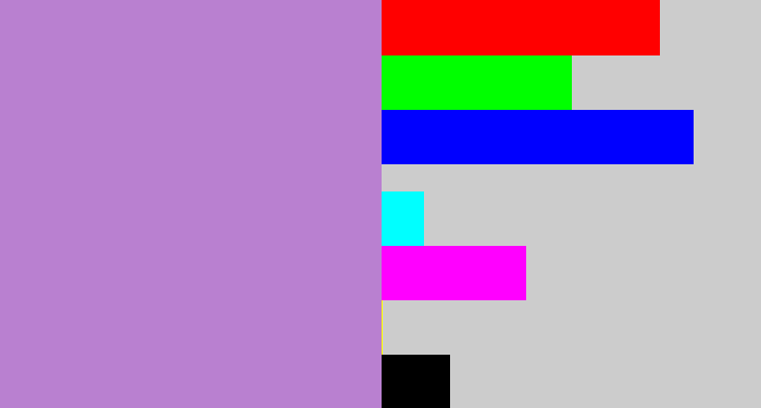 Hex color #b980d0 - pale purple