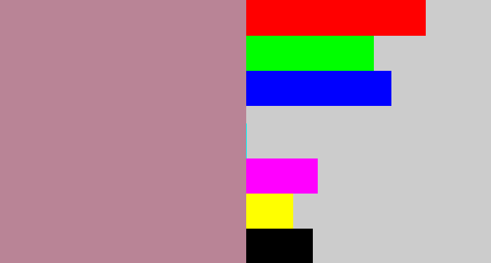 Hex color #b98496 - grey pink