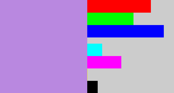 Hex color #b988e0 - pale purple