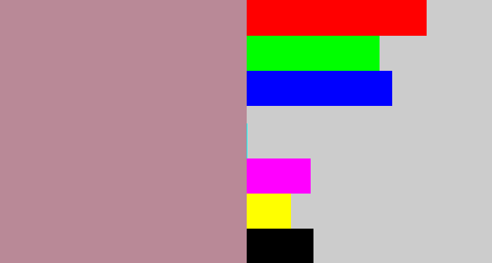 Hex color #b98997 - grey pink