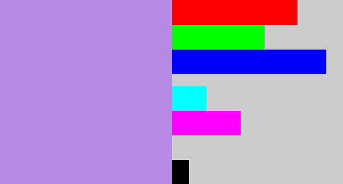 Hex color #b989e6 - pale purple
