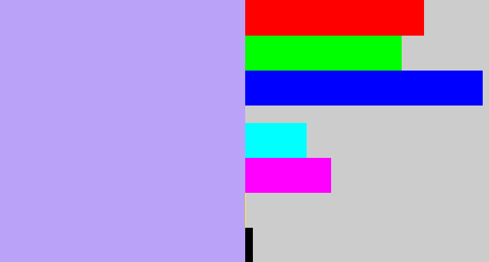 Hex color #b9a2f8 - lavender