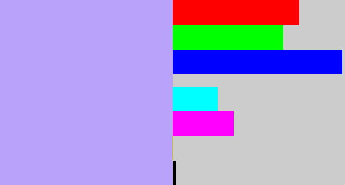 Hex color #b9a2f9 - lavender