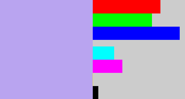 Hex color #b9a4f0 - lavender