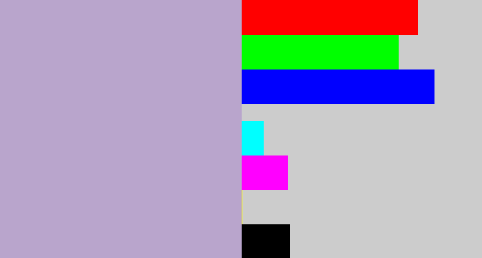 Hex color #b9a5cc - pale purple
