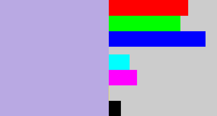 Hex color #b9a9e3 - lavender