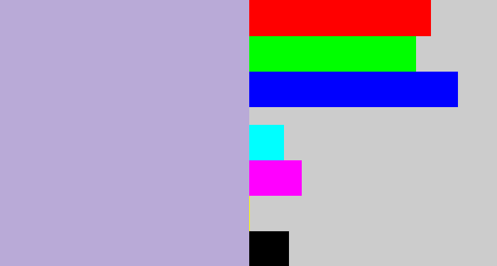 Hex color #b9aad7 - pale purple