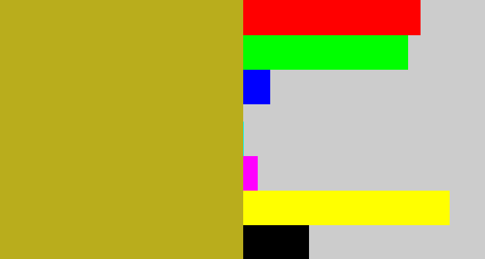 Hex color #b9ad1c - olive yellow