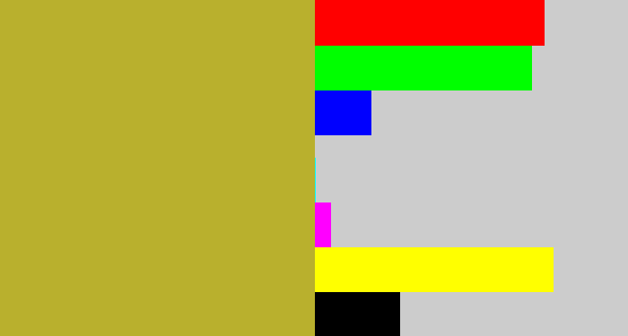 Hex color #b9b02d - pea