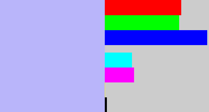 Hex color #b9b5fa - light periwinkle