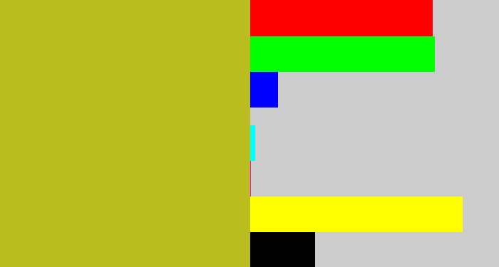 Hex color #b9bd1d - puke yellow