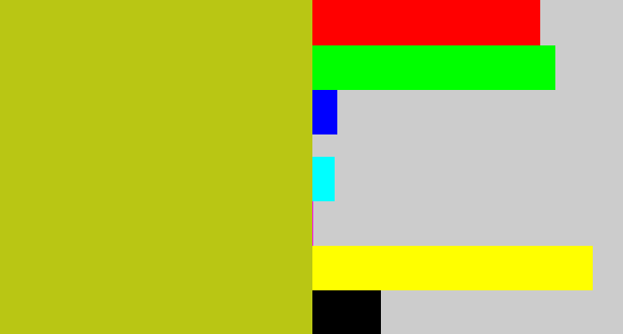 Hex color #b9c614 - puke yellow