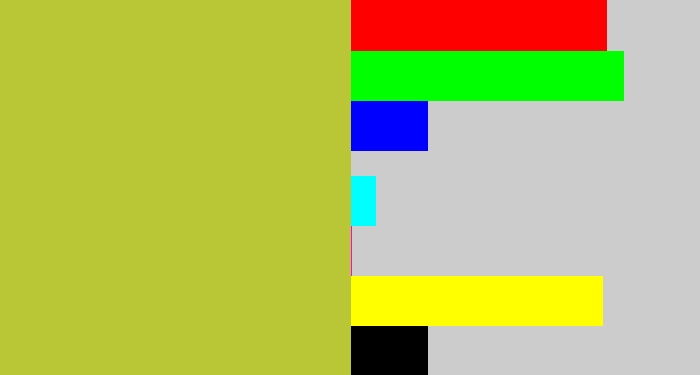 Hex color #b9c737 - pea