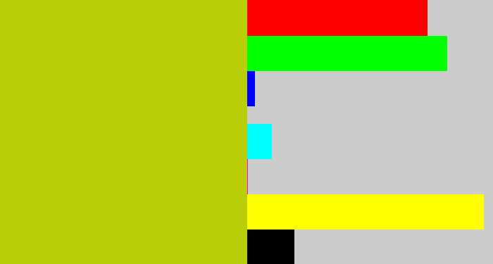 Hex color #b9ce08 - green/yellow