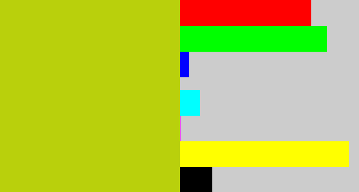 Hex color #b9d00c - green/yellow