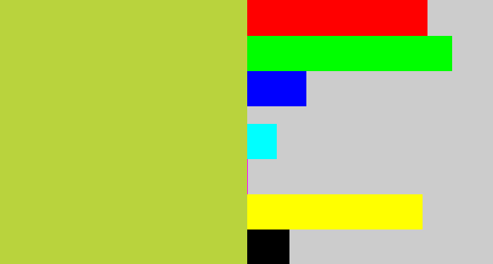 Hex color #b9d33d - sickly yellow