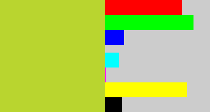 Hex color #b9d52f - yellowish green