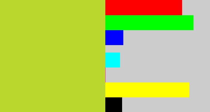 Hex color #b9d72c - yellowish green