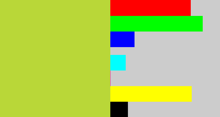 Hex color #b9d738 - sickly yellow