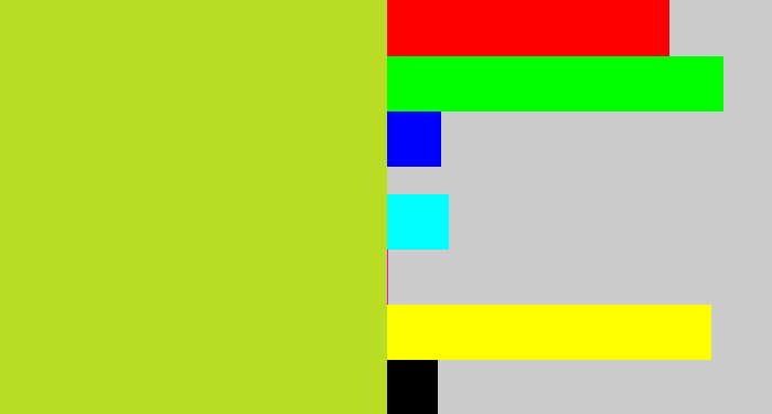 Hex color #b9dd24 - yellowish green