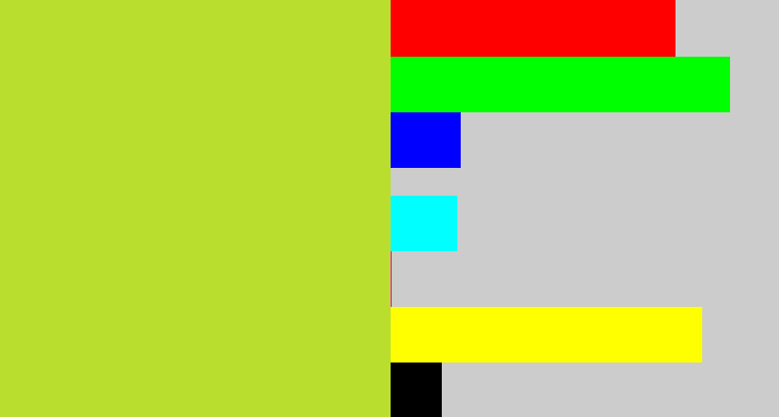 Hex color #b9de2d - yellowy green