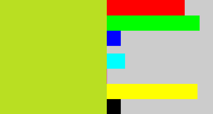 Hex color #b9df22 - yellowish green