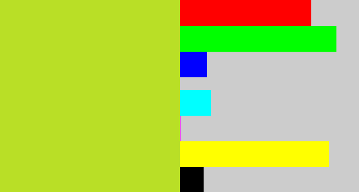 Hex color #b9df26 - yellowish green