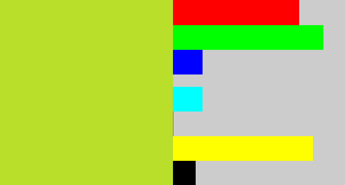 Hex color #b9df2b - yellowy green
