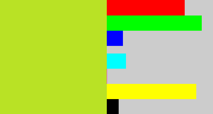Hex color #b9e225 - yellowy green