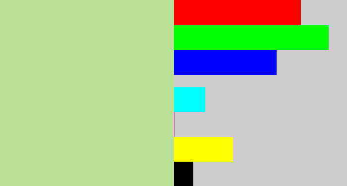 Hex color #b9e296 - light grey green