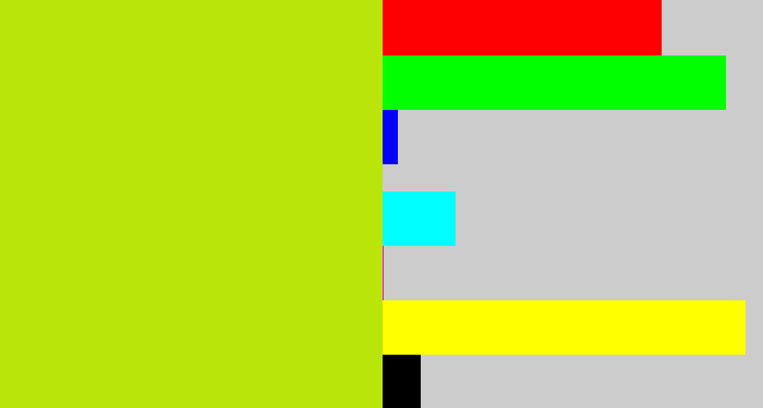 Hex color #b9e50b - yellowish green