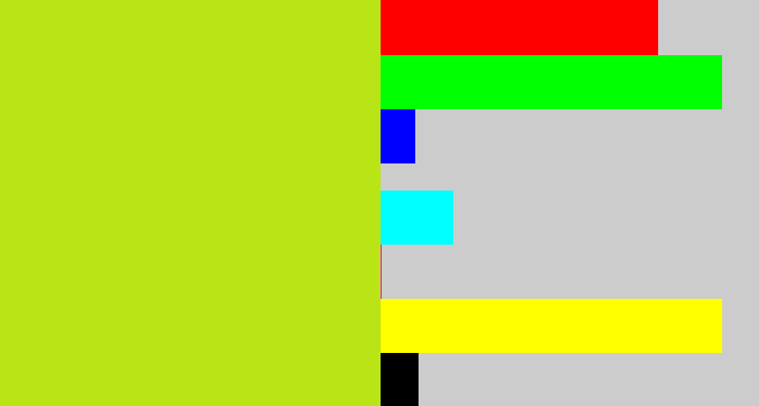 Hex color #b9e516 - yellowish green