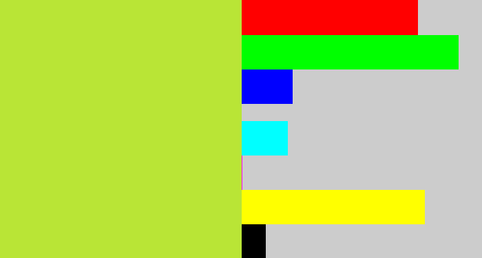 Hex color #b9e536 - yellowy green