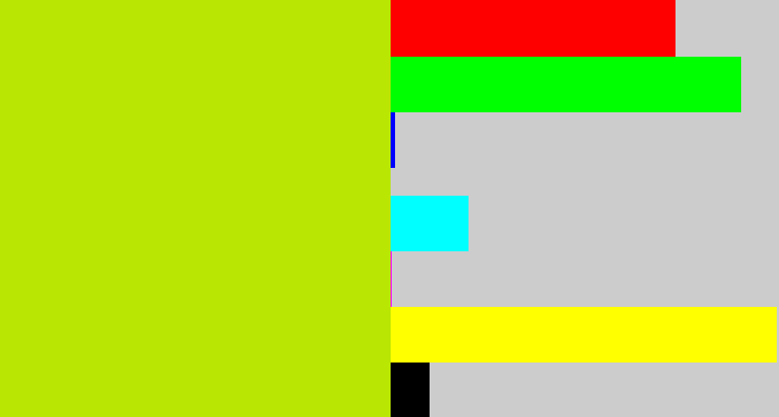 Hex color #b9e602 - chartreuse