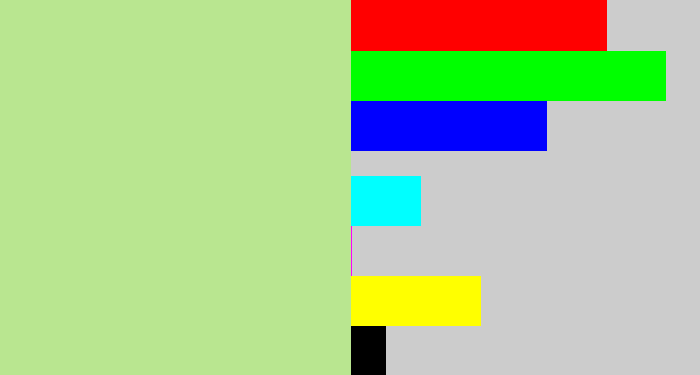 Hex color #b9e690 - light grey green
