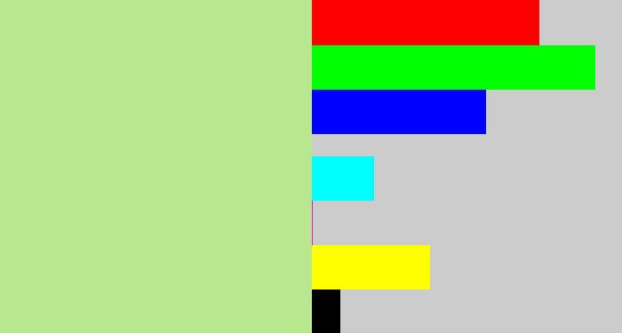 Hex color #b9e790 - light grey green
