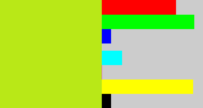 Hex color #b9e817 - yellowish green