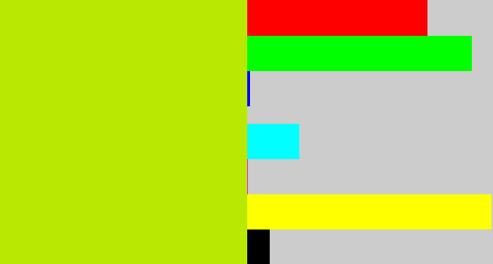Hex color #b9e903 - chartreuse