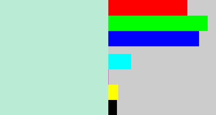 Hex color #b9ebd5 - pale turquoise