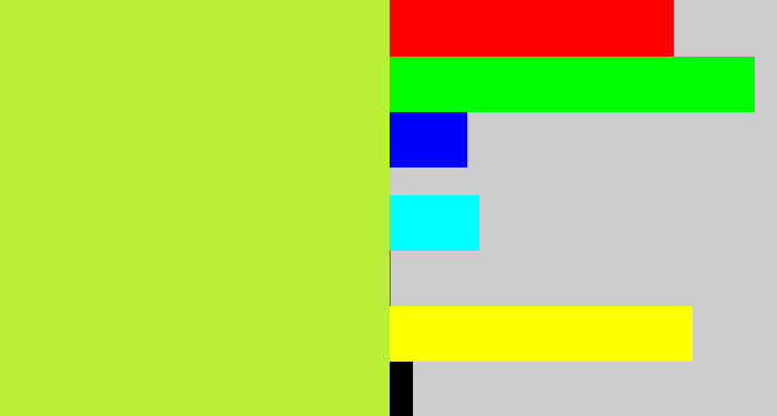 Hex color #b9ef34 - yellowy green
