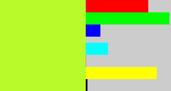 Hex color #b9fa2b - yellow green