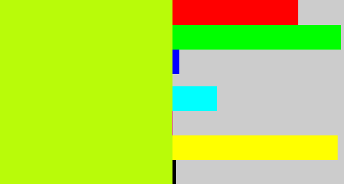 Hex color #b9fb09 - yellowgreen