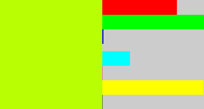 Hex color #b9fe02 - chartreuse